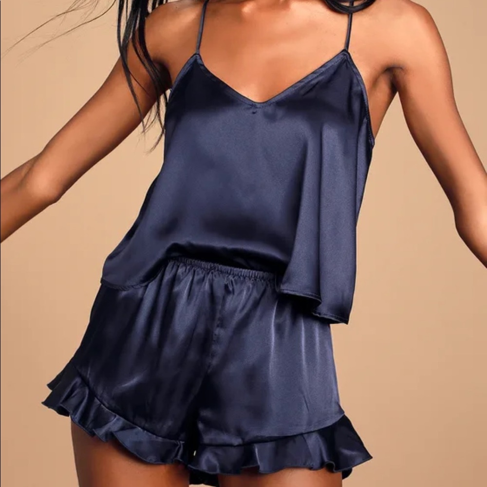 Navy satin PJs